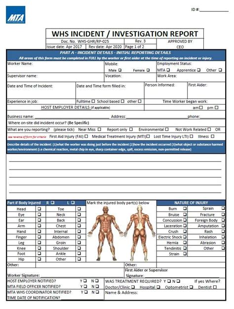 incident report form template qld